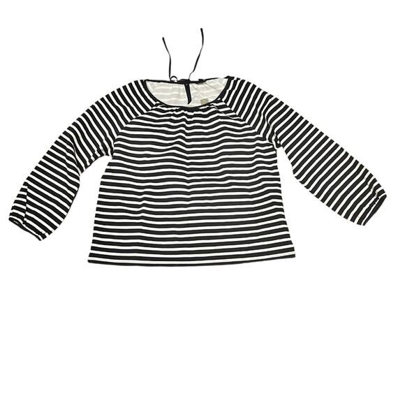J. Crew Structured Stripe Keyhole Peasant Top in Navy Stripe Size XL NWT - Picture 3 of 8